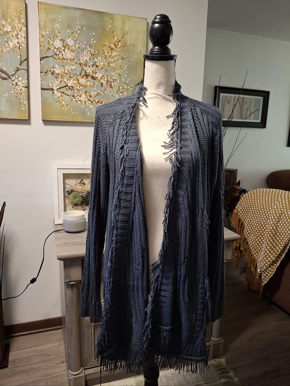 Umgee Boho Fringe Cardigan Sweater Womens Medium